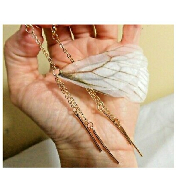 Nwt DRAGONFLY Drop Dangle Earrings 4" Goldtone - Picture 2 of 8